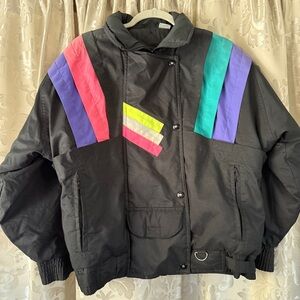 Vintage80/90s  Colorful Striped Black Jacket/D031